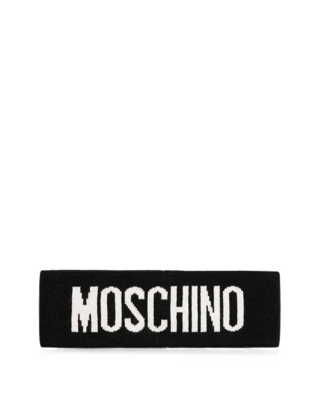 Moschino White Logo-Intarsia Knitted Headband