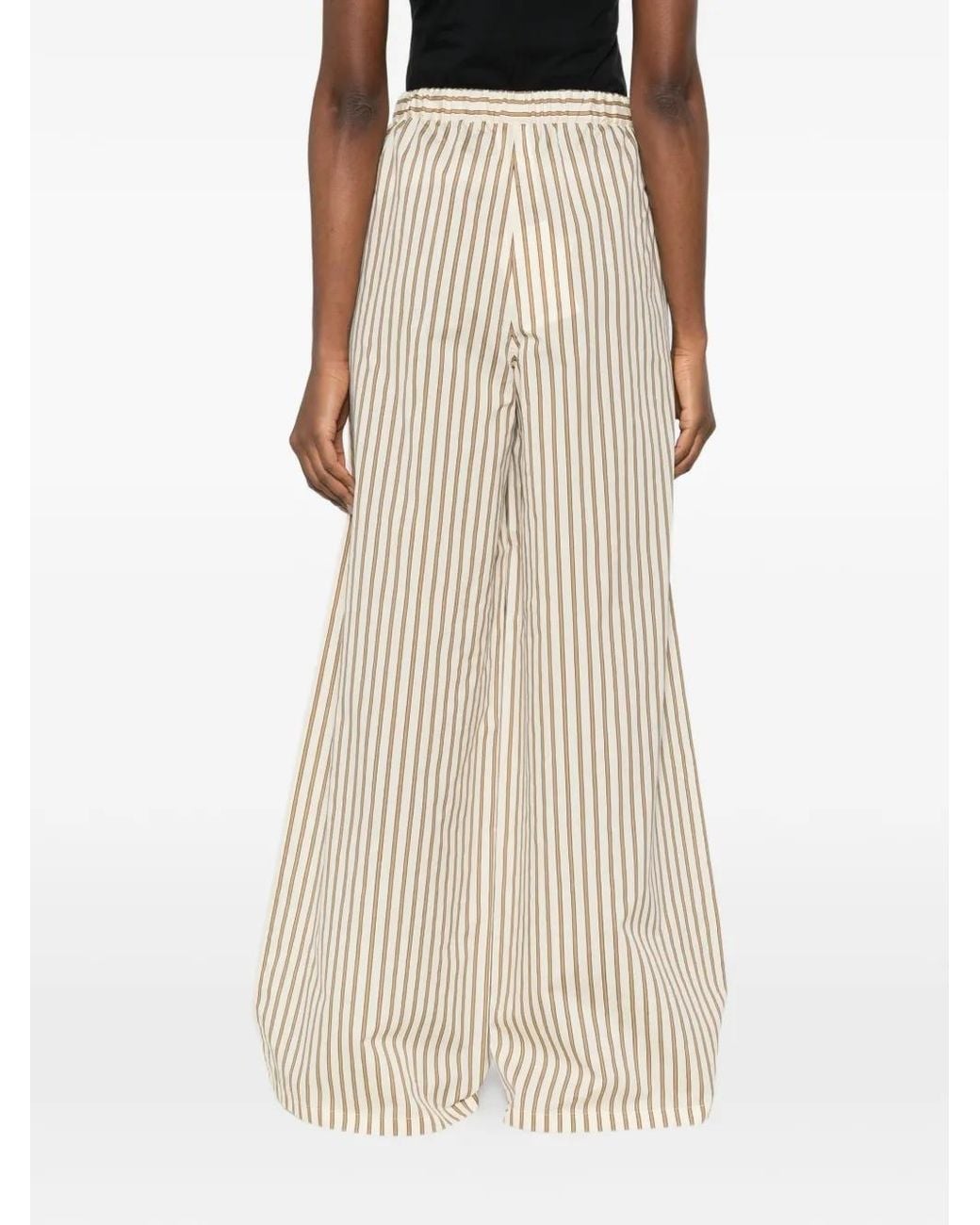 Max Mara Natural Striped Wide-Leg Trousers