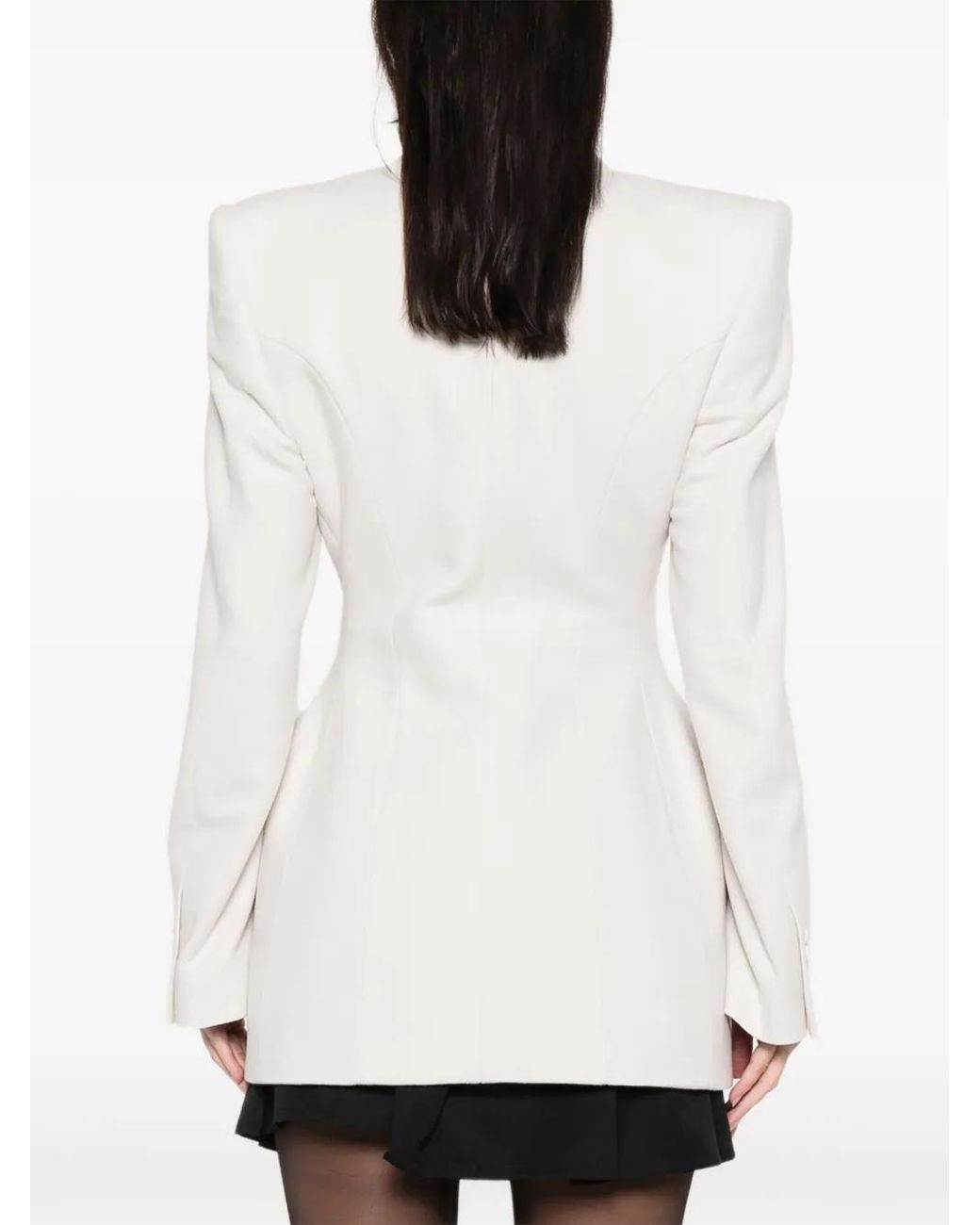 Balenciaga White Double-Breasted Hourglass Blazer