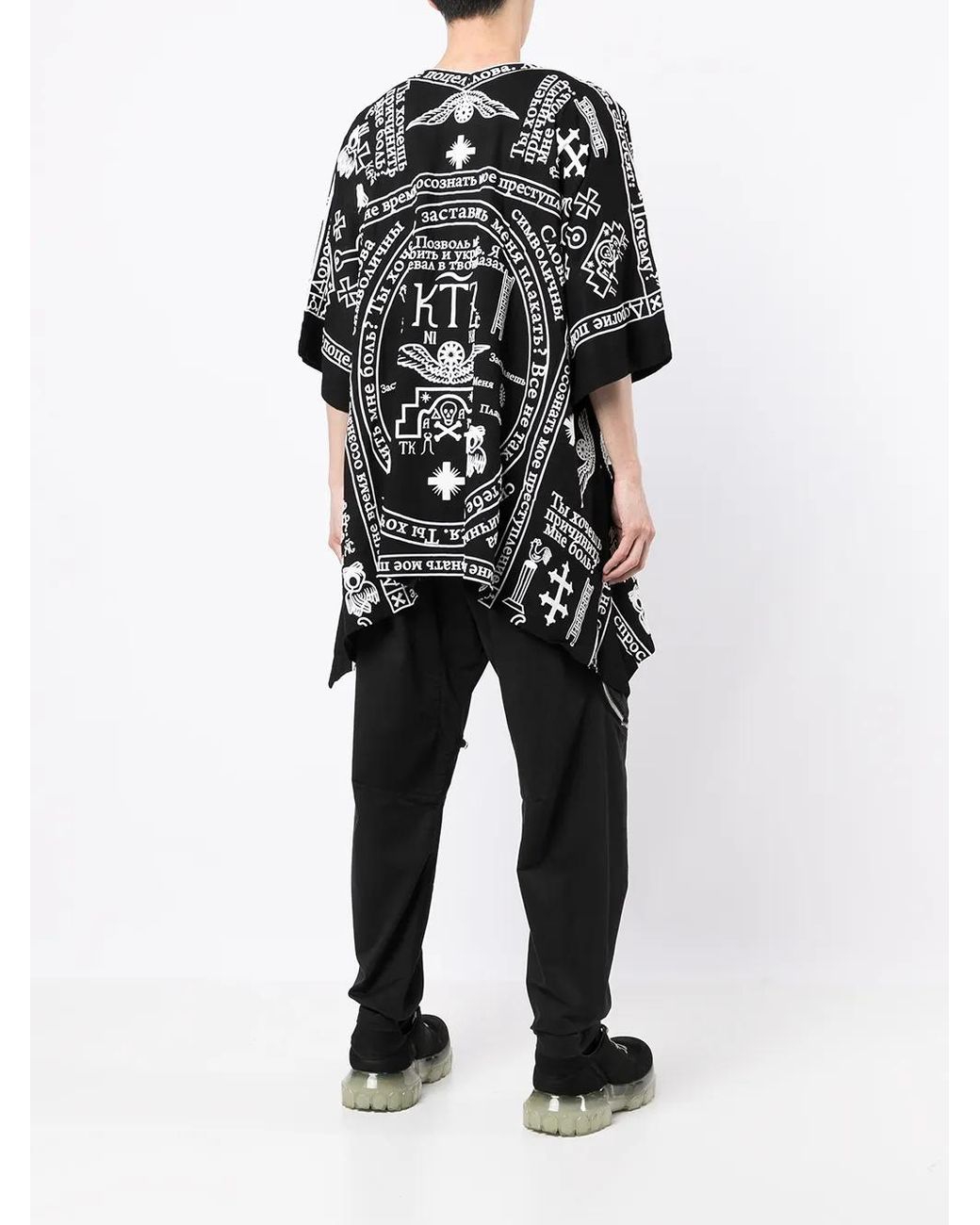 KTZ Black Church Print Kaftan Shirt