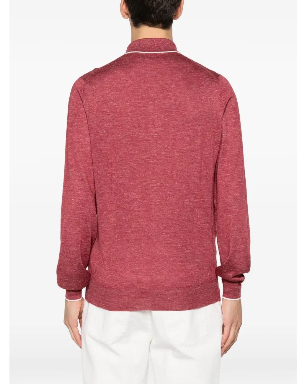 Brunello Cucinelli Pink Long Sleeve Polo for men