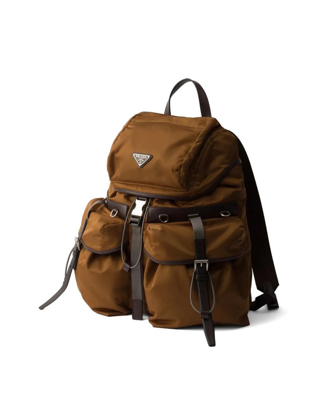メンズ Prada Re-Nylon バックル バックパック Brown
