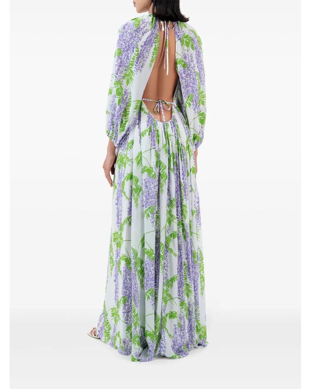 BERNADETTE Green Fran Open-Back Maxi Dress