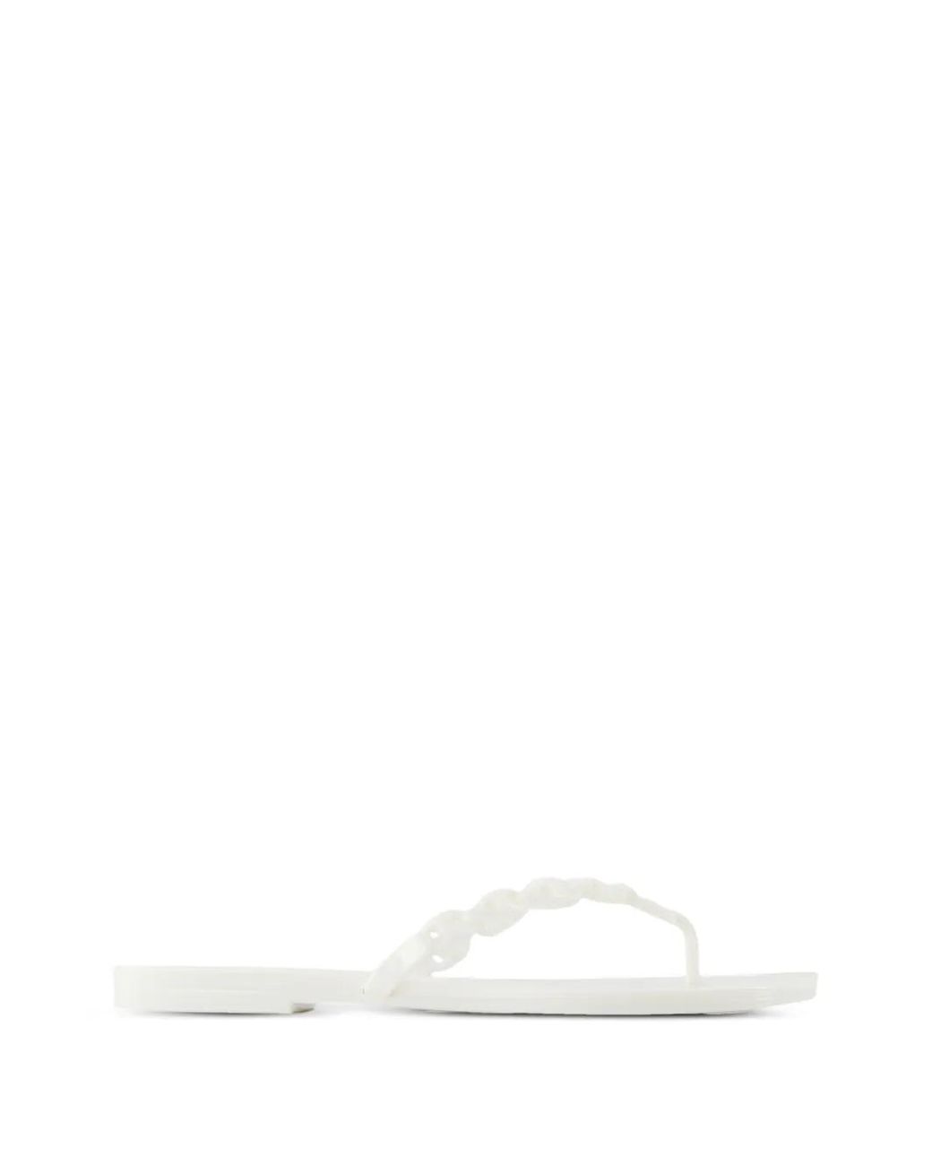 Tory Burch White Gemini Flip Flops