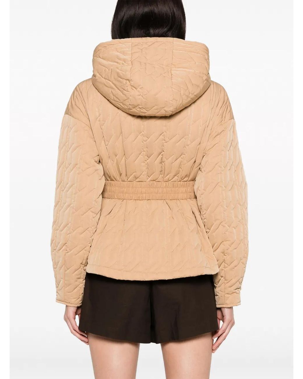 Twinset Natural Logo-Belt Quilted Jacket