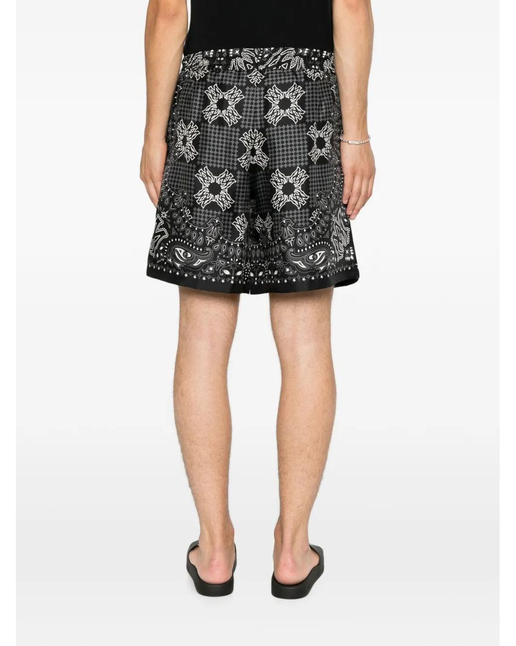 Amiri Gray Bandana-Print Drawstring Shorts for men