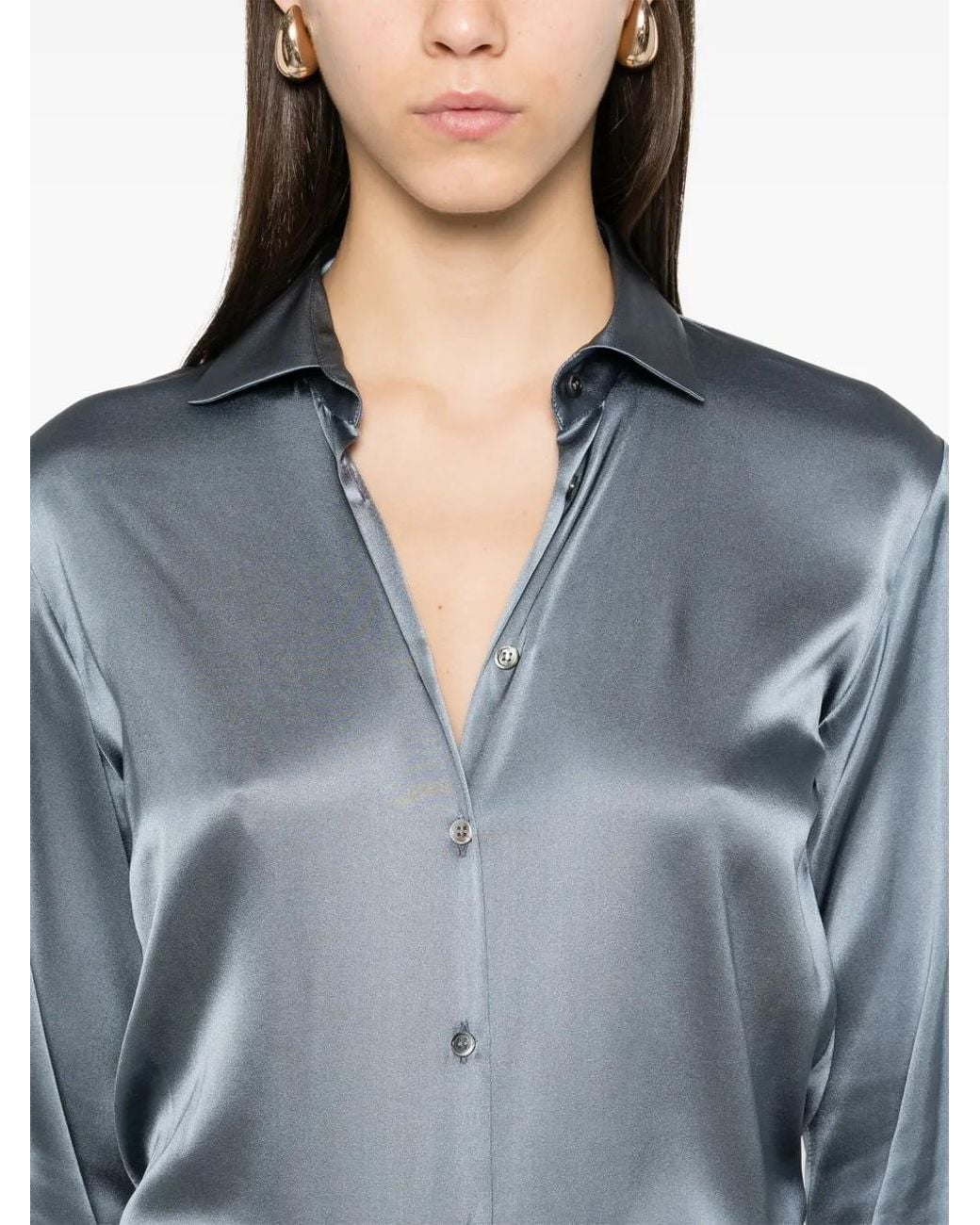 Blanca Vita Blue Satin Shirt