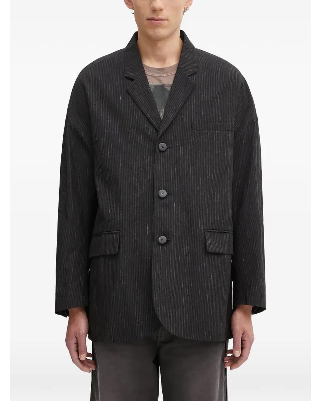 Visvim Black Pinstripe-Pattern Blazer for men