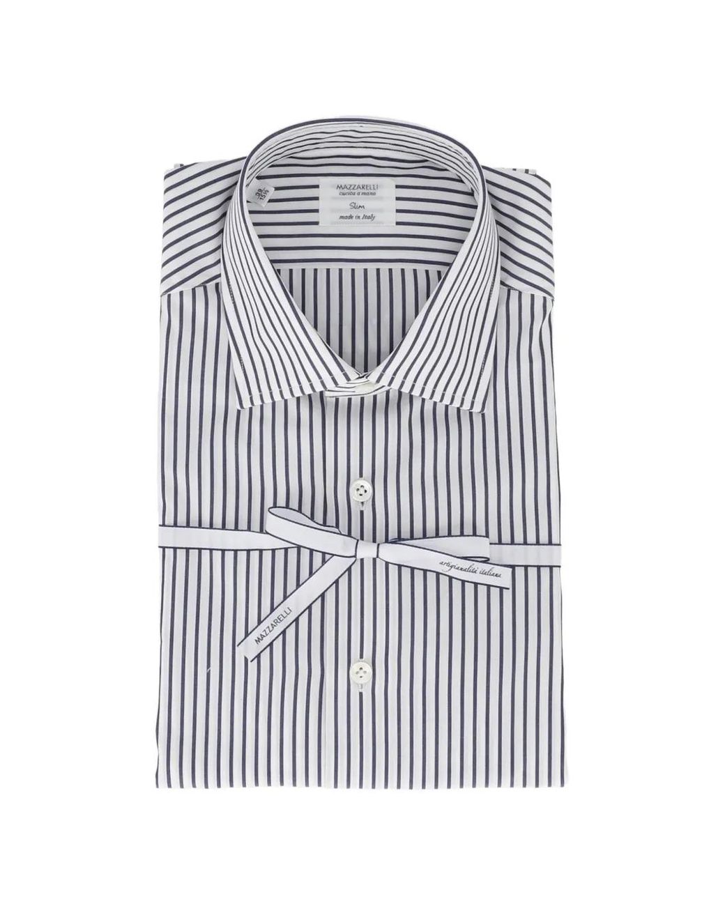 Mazzarelli Gray Stripe-Print Slim-Fit Shirt for men