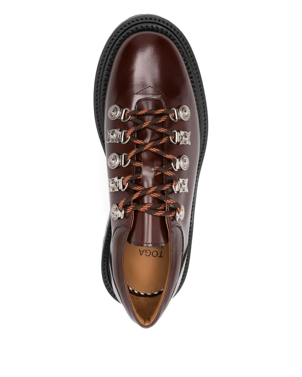 Toga Virilis Brown Lace-Up Leather Derby Shoes for men