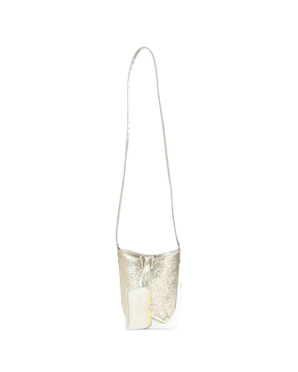 Lanvin White Crackled-Leather Bucket Bag