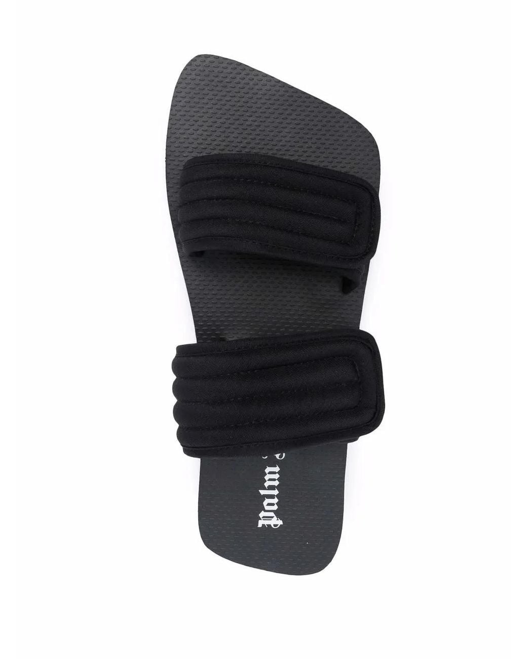 Palm Angels Black Double Strap Quilted Sandals for men