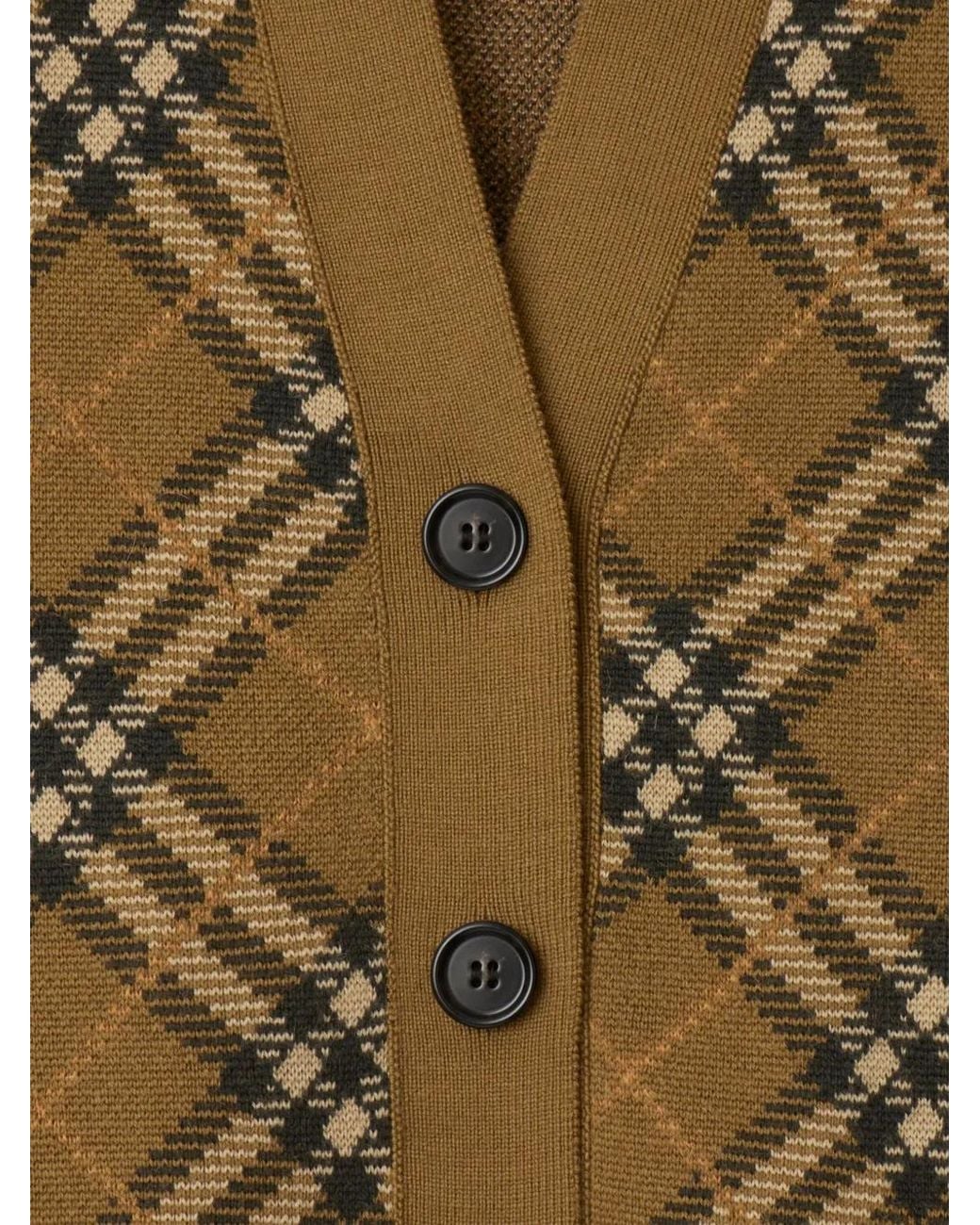 Burberry Brown Check Wool-Mohair Cardigan