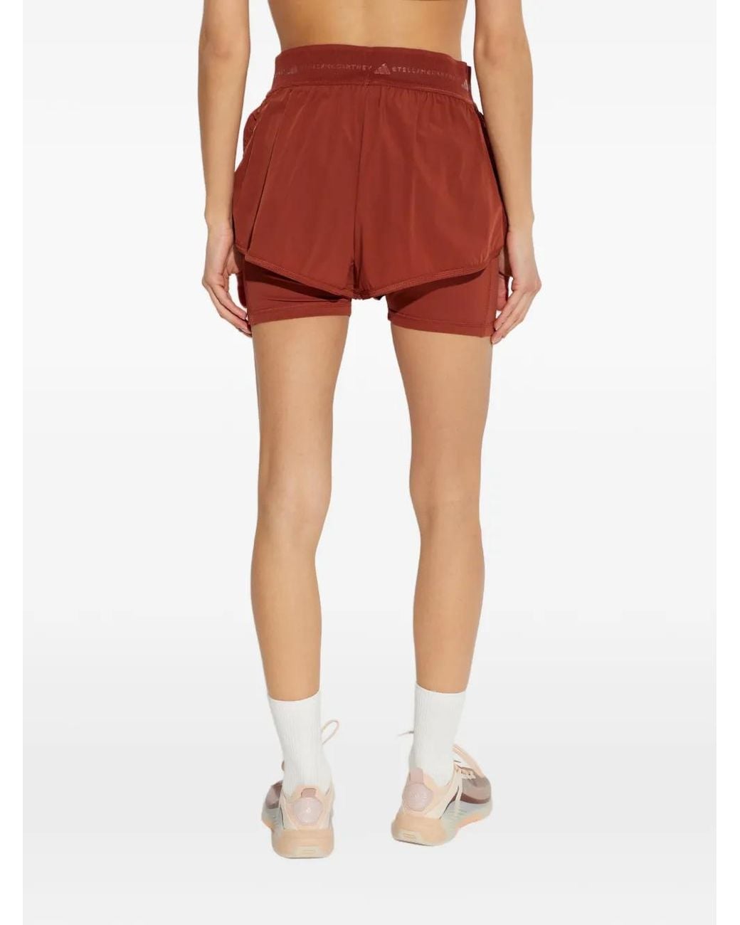 Adidas By Stella McCartney Red Logo-Waistband Training Shorts
