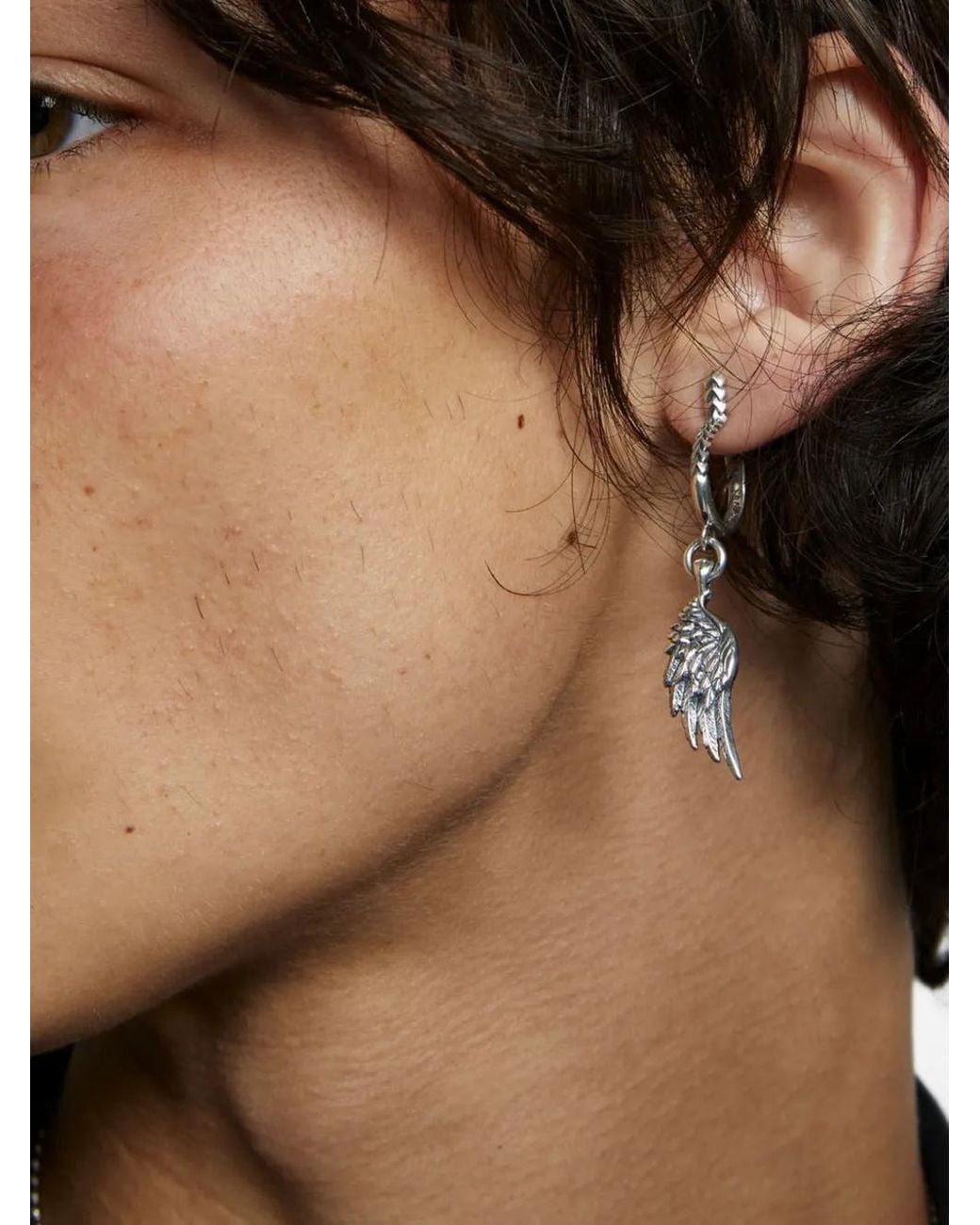 Emanuele Bicocchi Brown Ala Wing-Pendant Hoop Earring