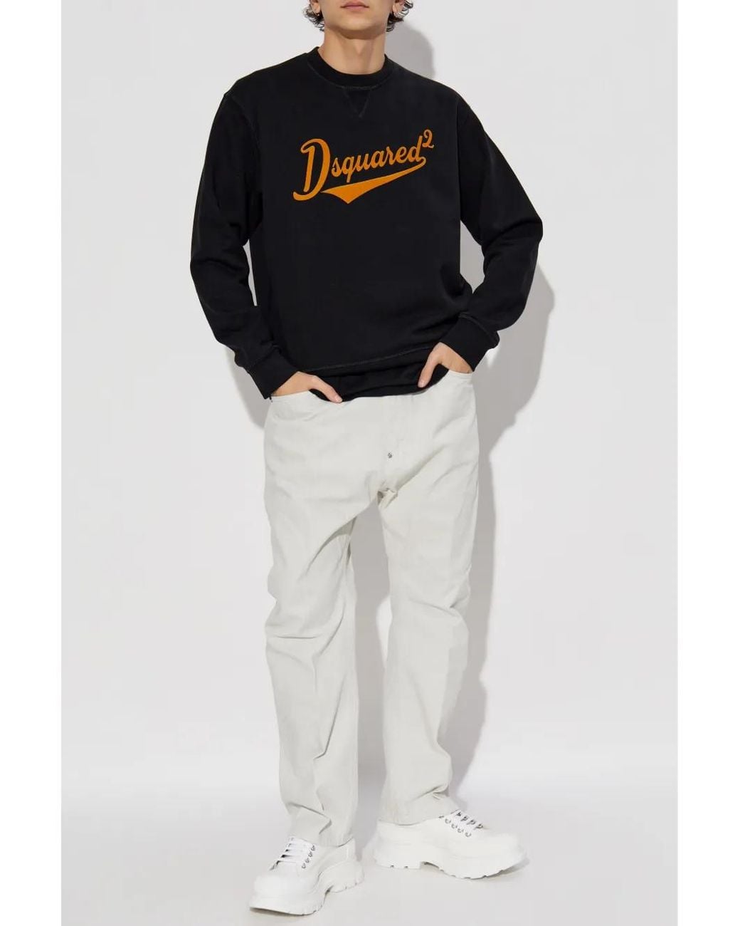 DSquared² Blue Flocked-Logo Sweatshirt for men
