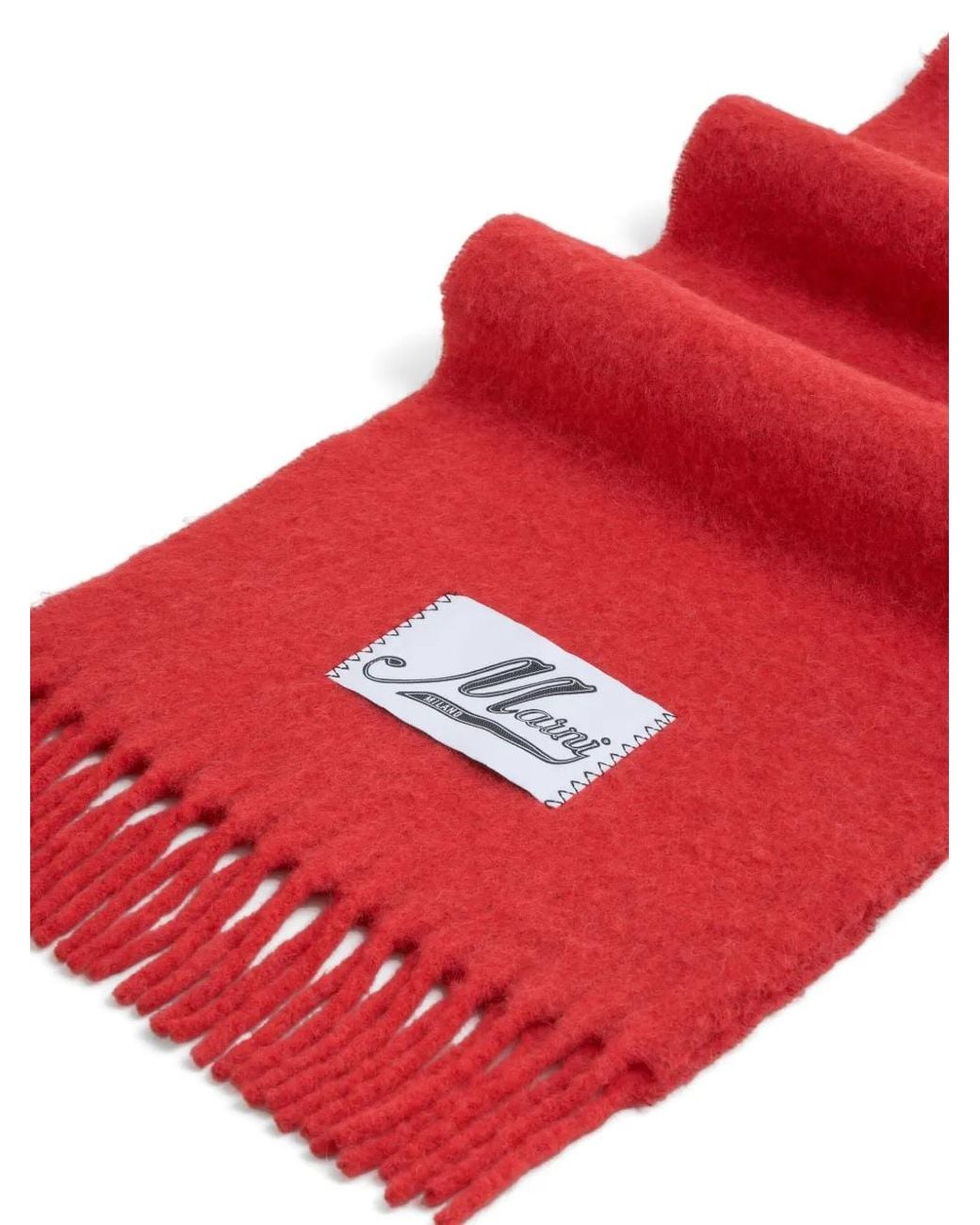 Marni Red Brushed Alpaca-Blend Scarf With Fringes for men