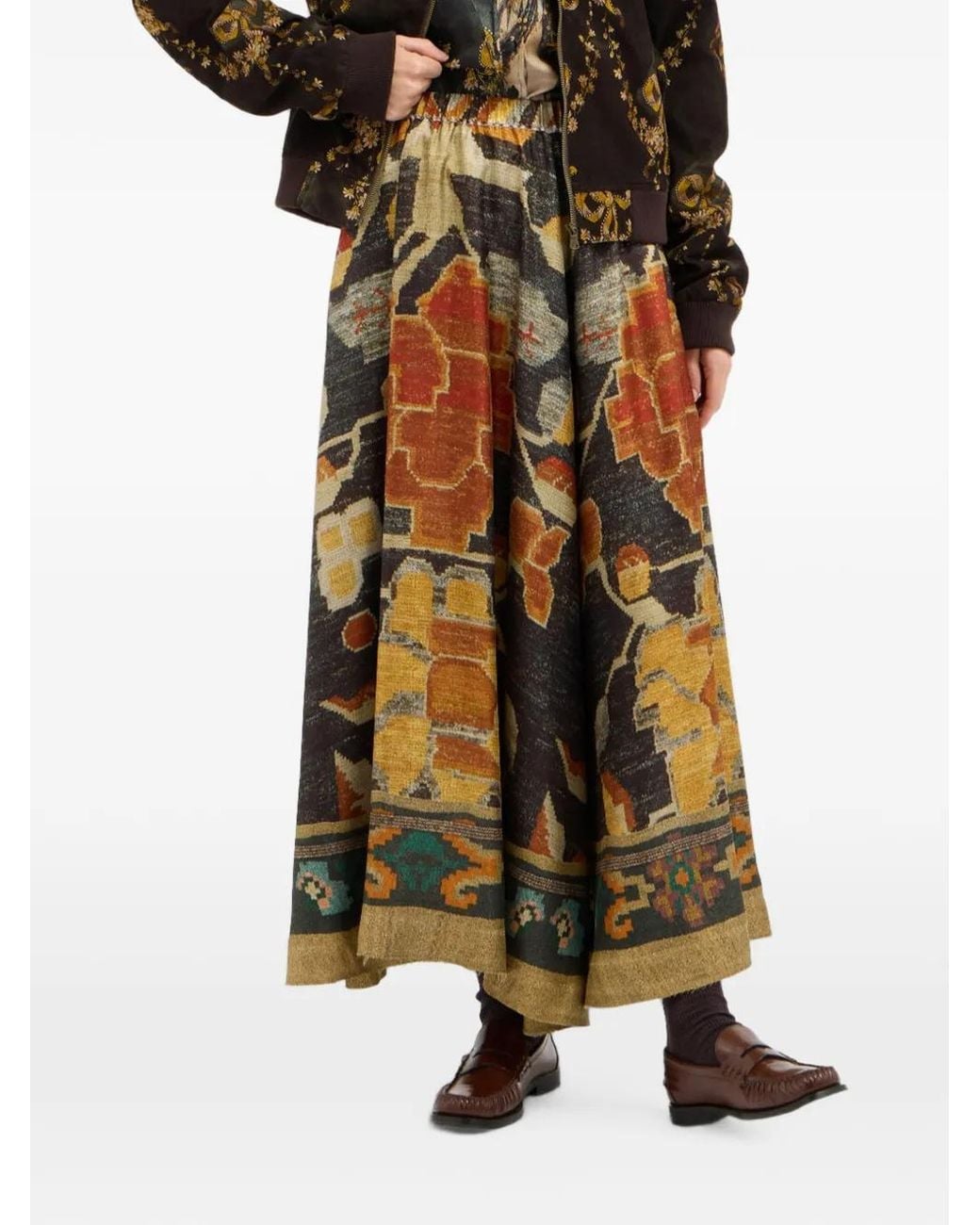 Pierre Louis Mascia Black Aloe A-Line Maxi Skirt