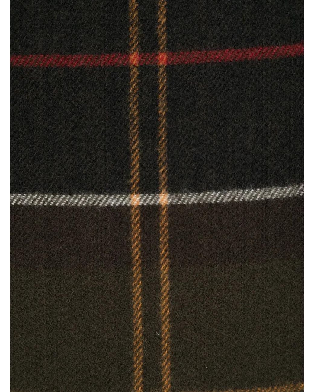 Barbour Black Check-Pattern Fringed Scarf