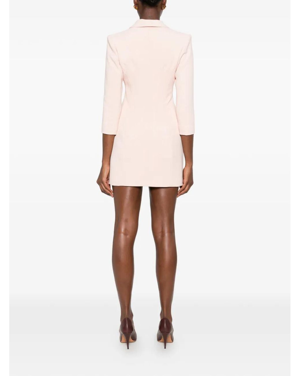 Elisabetta Franchi Pink Double-Breasted Peaked-Lapel Mini Dress