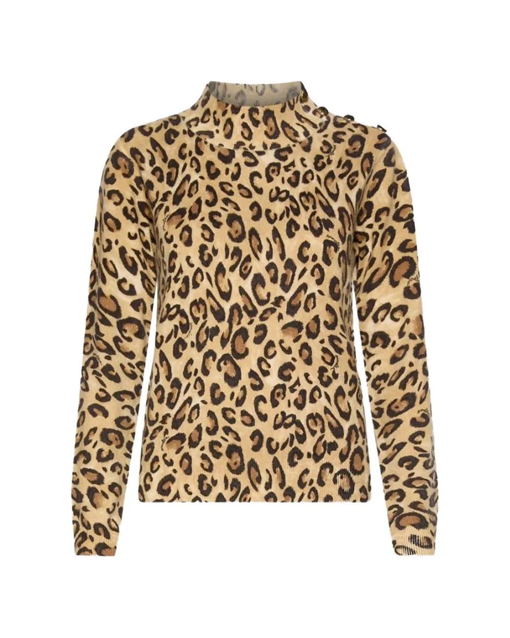 Marella White Leopard-Print Button-Detail Sweater