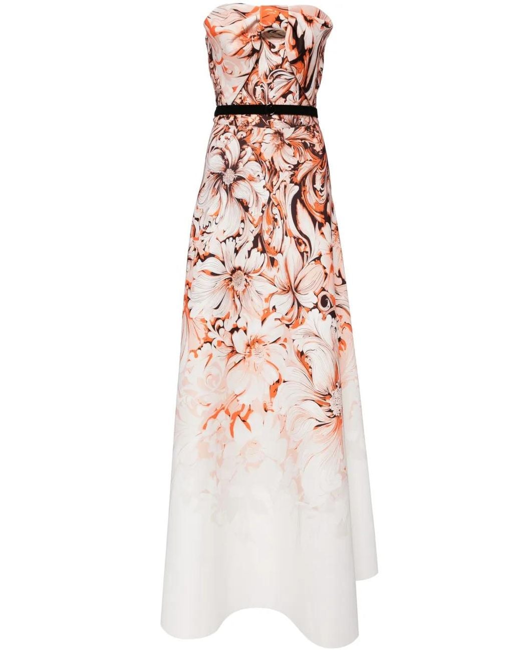 Saiid Kobeisy White Floral-Print Neoprene Gown