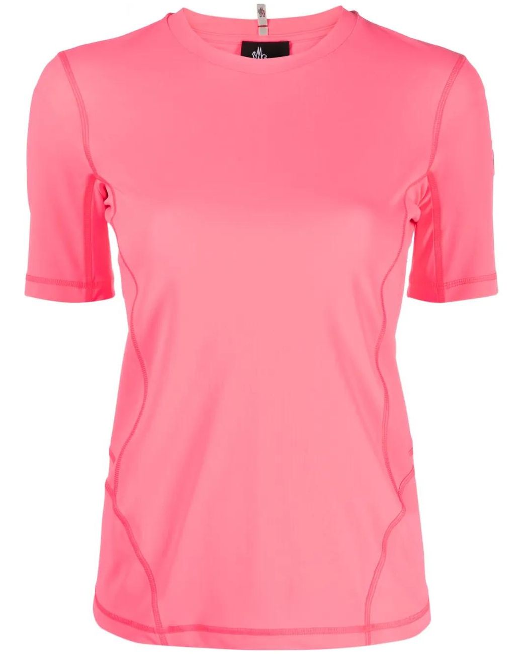 Moncler Pink Embossed-Logo T-Shirt