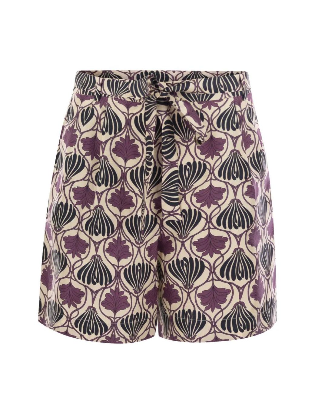 Max Mara Gray Printed Belt Short Trousers