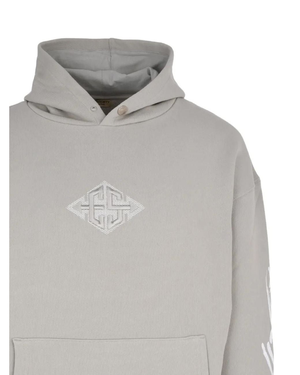 Exit Society Gray Fractured X Logo-Detail Graphic-Print Hoodie for men