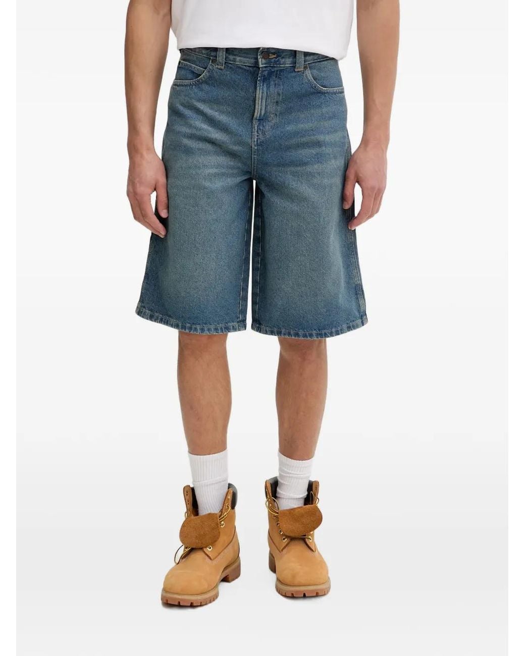 Dickies Blue Faded-Effect Loose-Fit Shorts for men