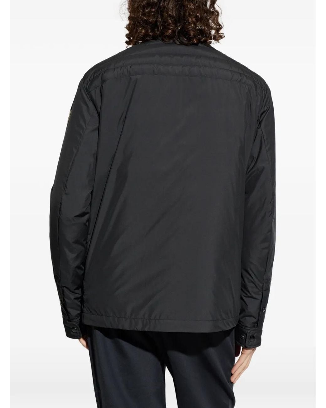 Moncler Gray Quilted-Panel Button-Up Jacket for men