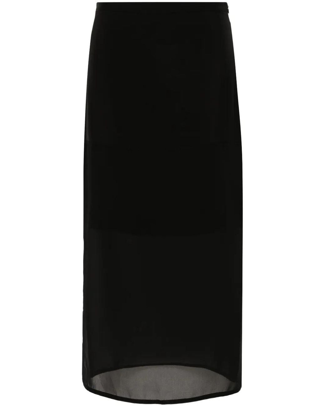 Sportmax Black Semi-Sheer Panel Midi Skirt