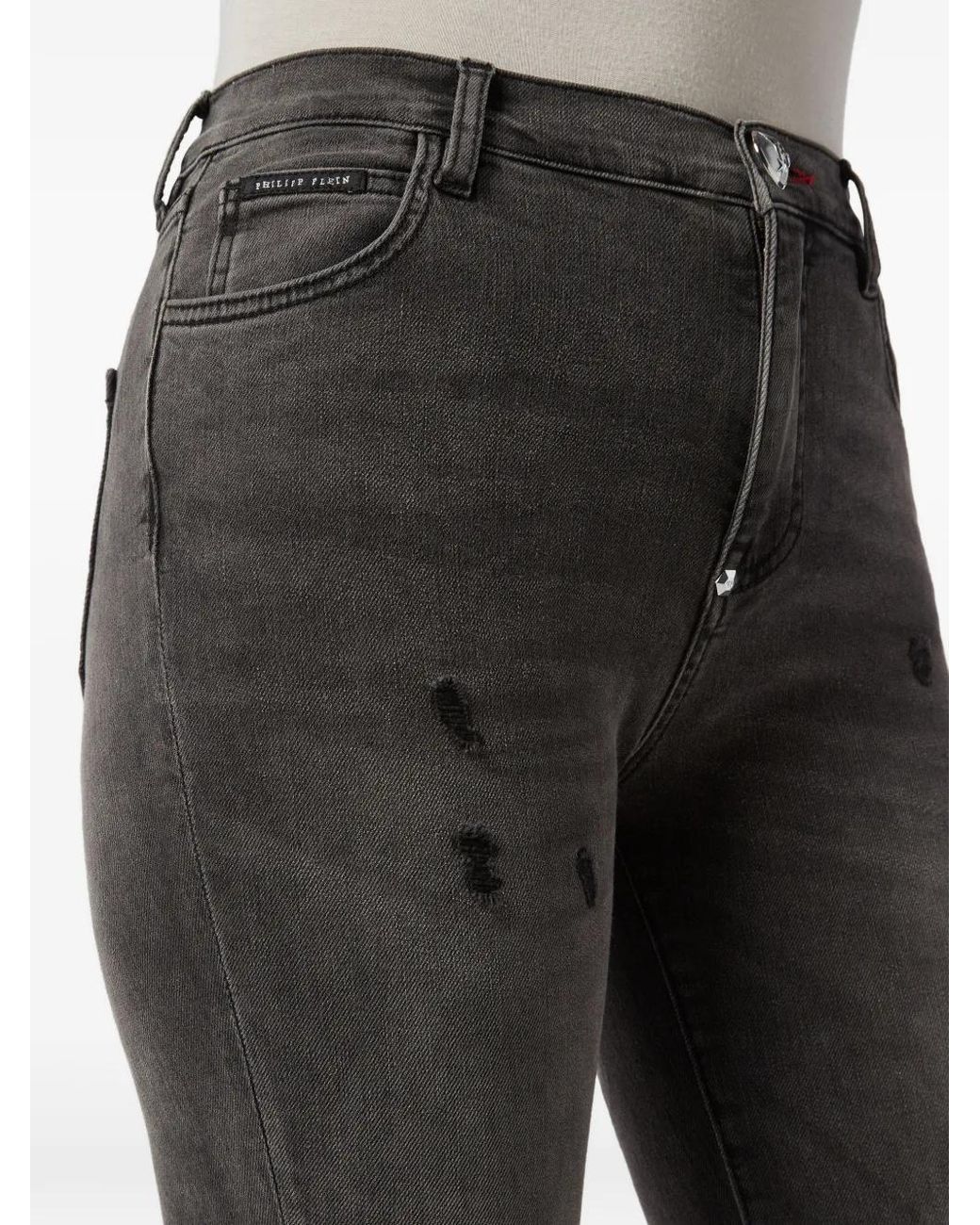 Philipp Plein Black Jean Déchiré À Poches