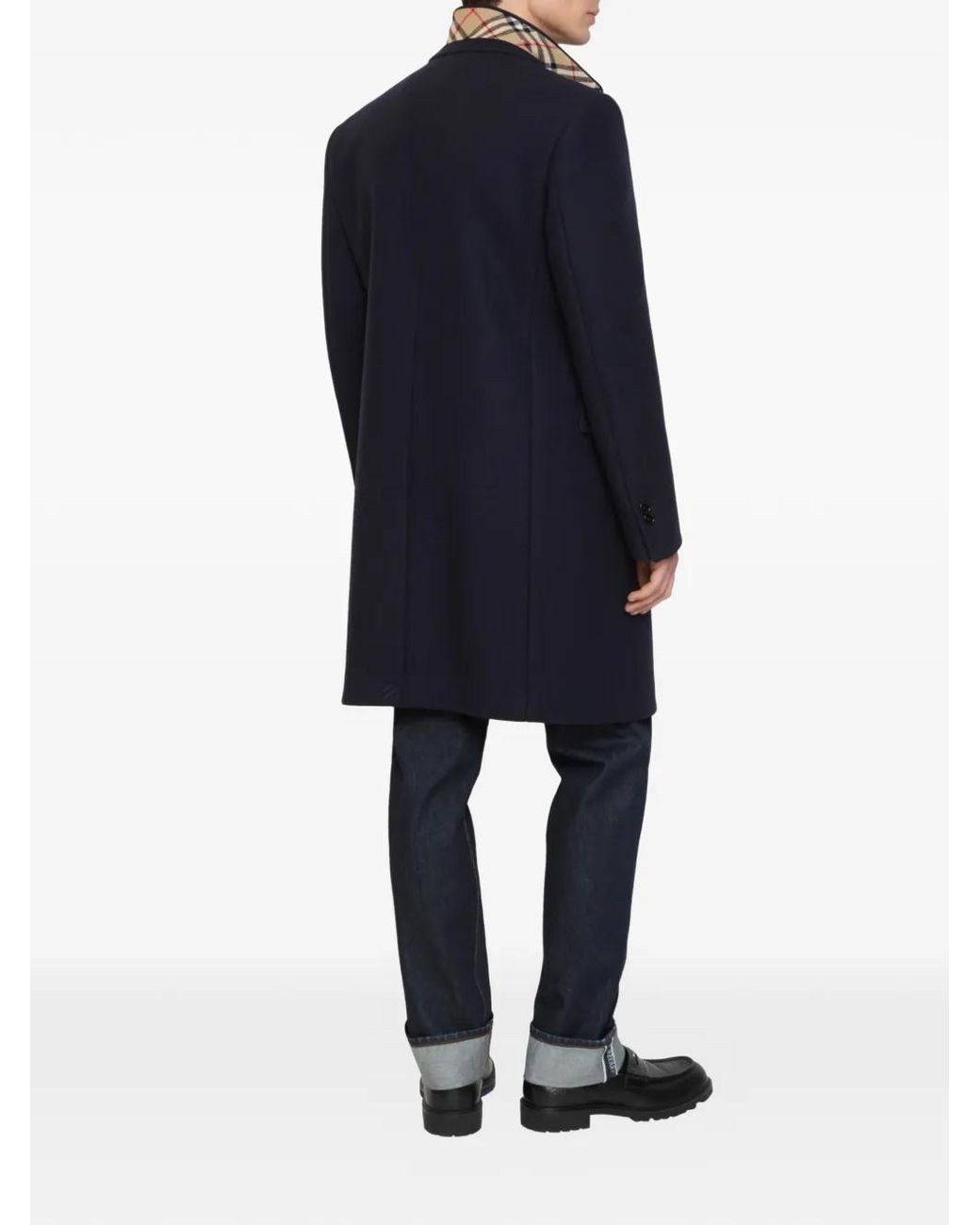 Burberry Blue Wool Tailored Coat for men