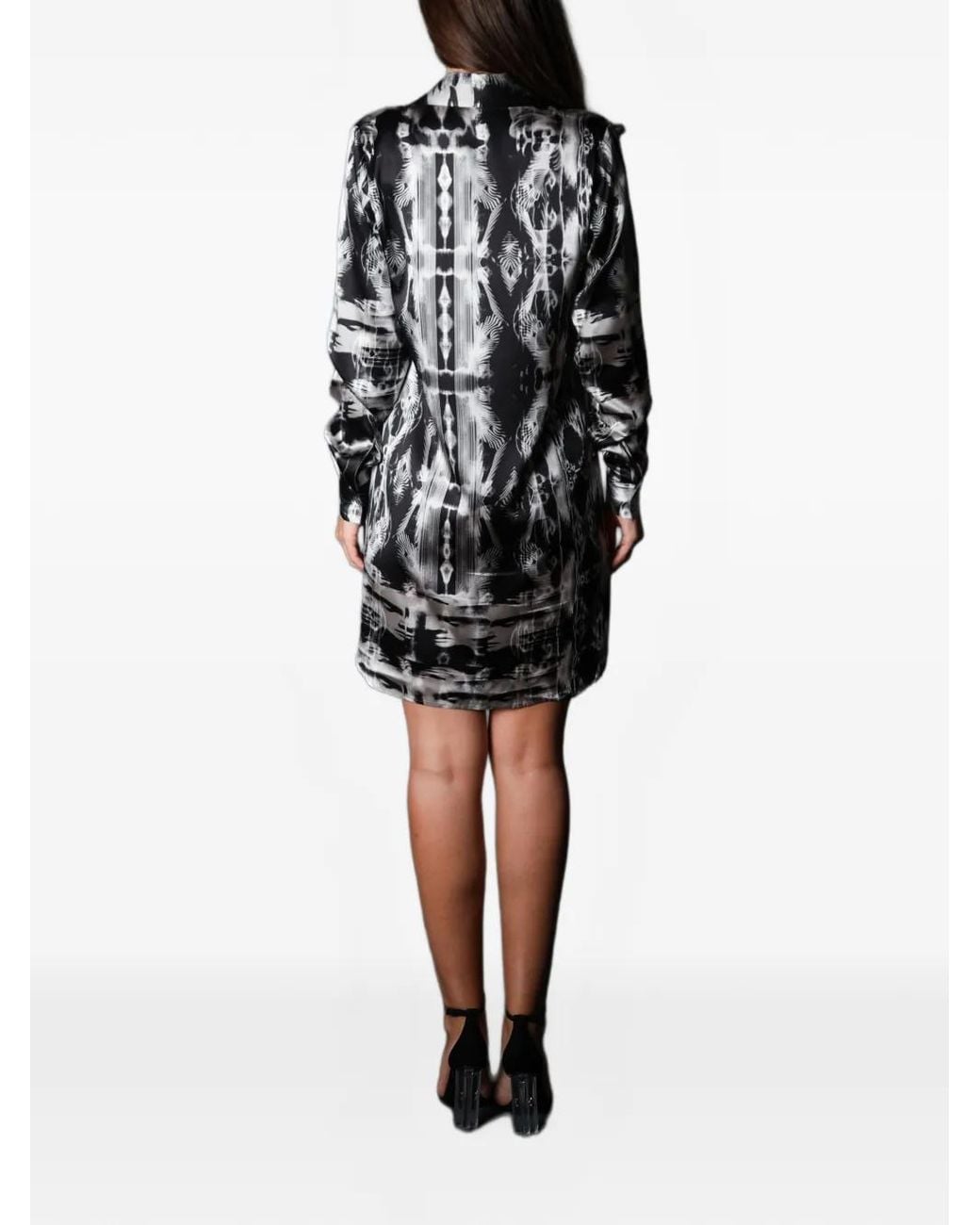 Tessitura Body Couture White Swarovski Crystal-Embellished Faces-Print Mini Dress
