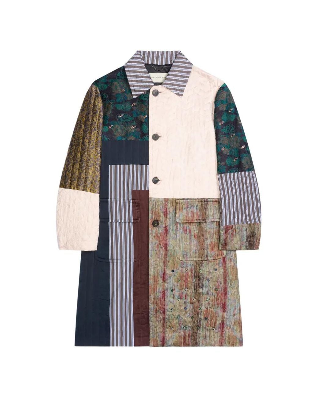 Dries Van Noten White Embroidered Mac for men