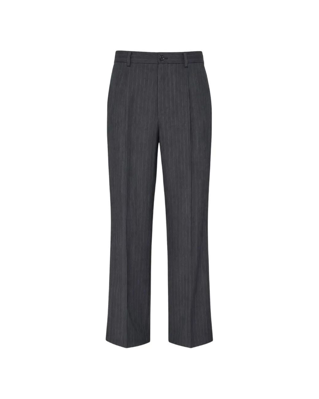 Comme des Garçons Blue Pinstripe-Pattern Pleated Trousers for men