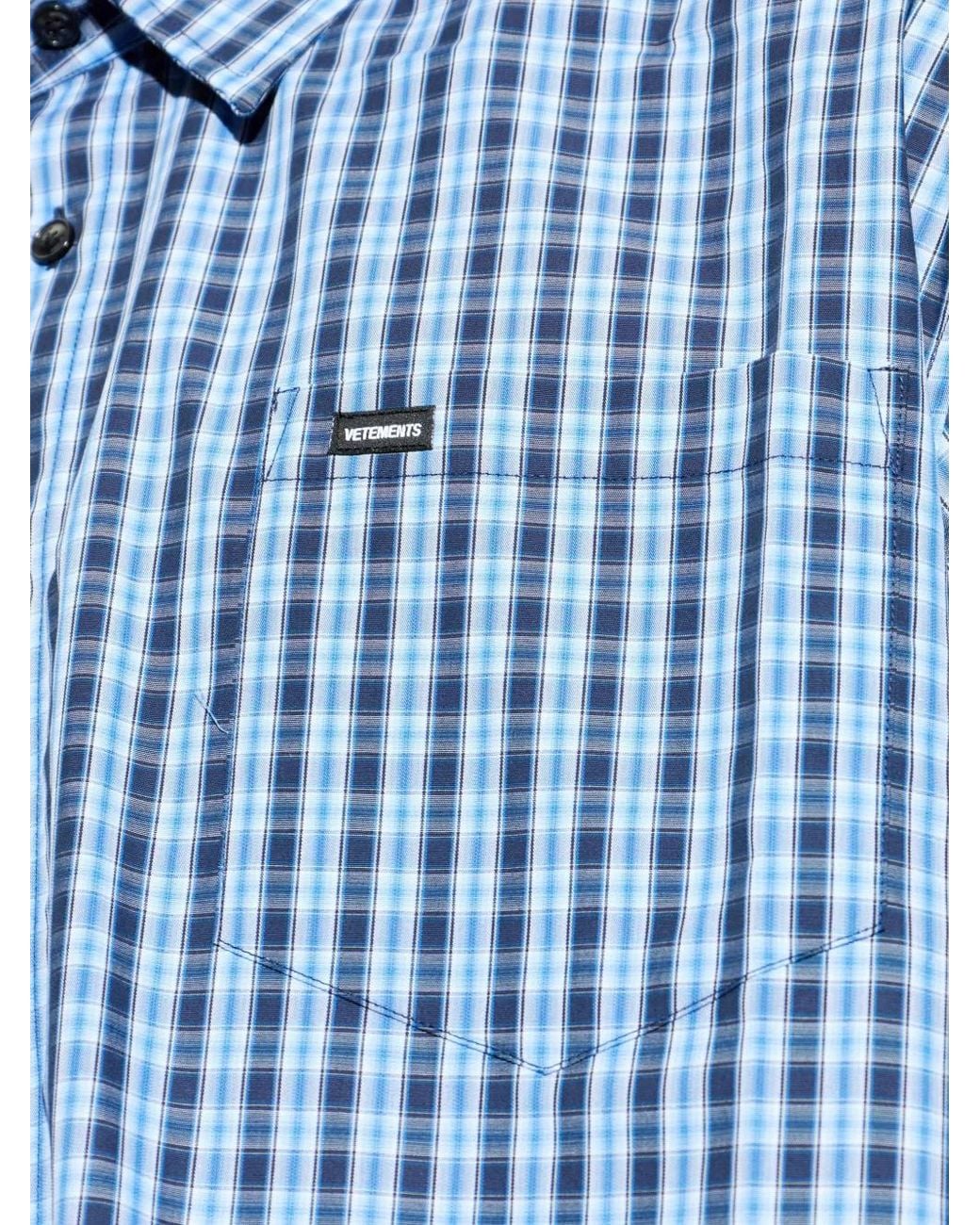 Vetements Blue Check Pocket Shirt for men