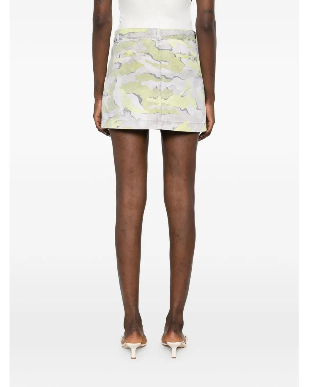 Pinko White Camouflage Mini Skirt