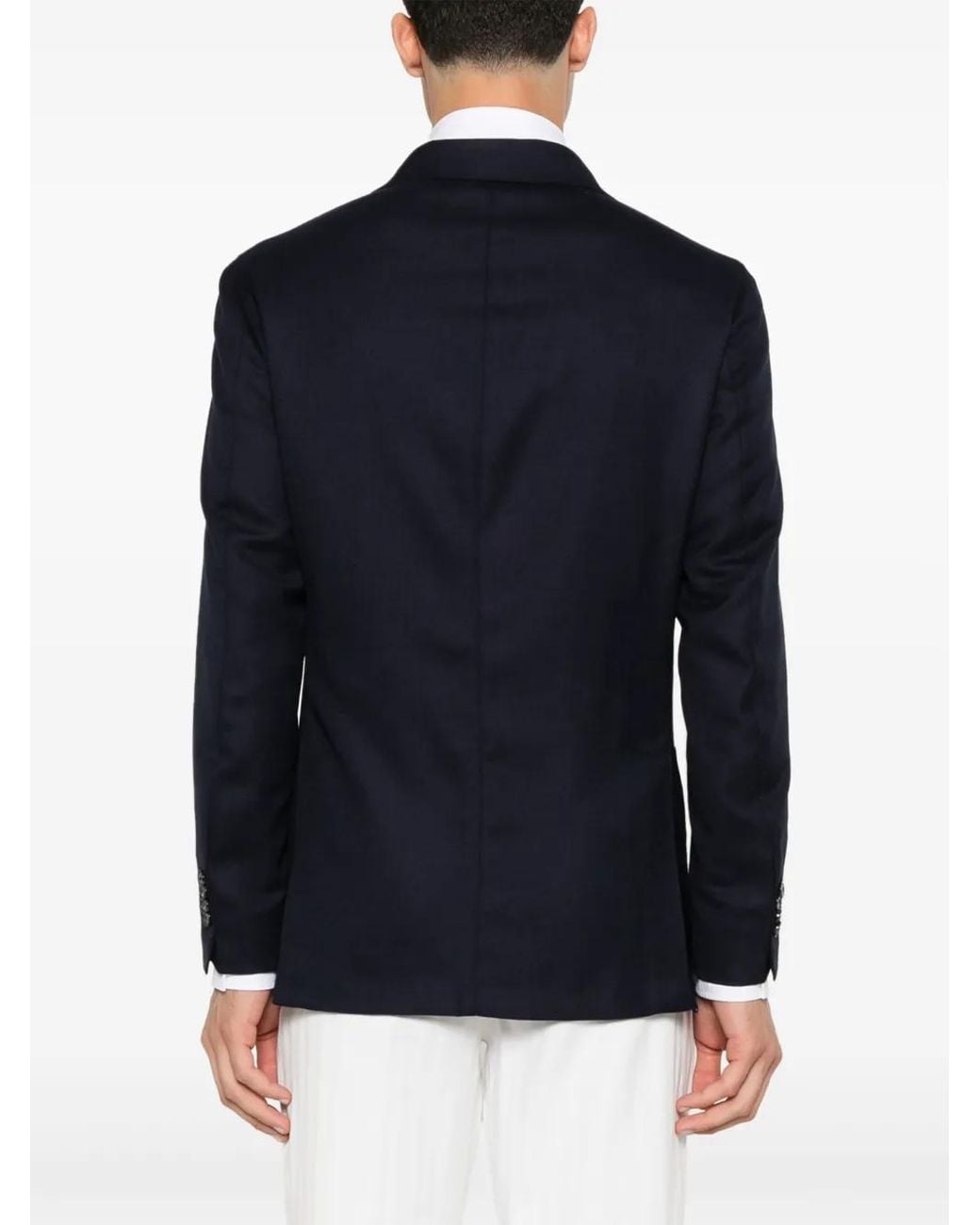Barba Napoli Blue Double-Breasted Jacket for men