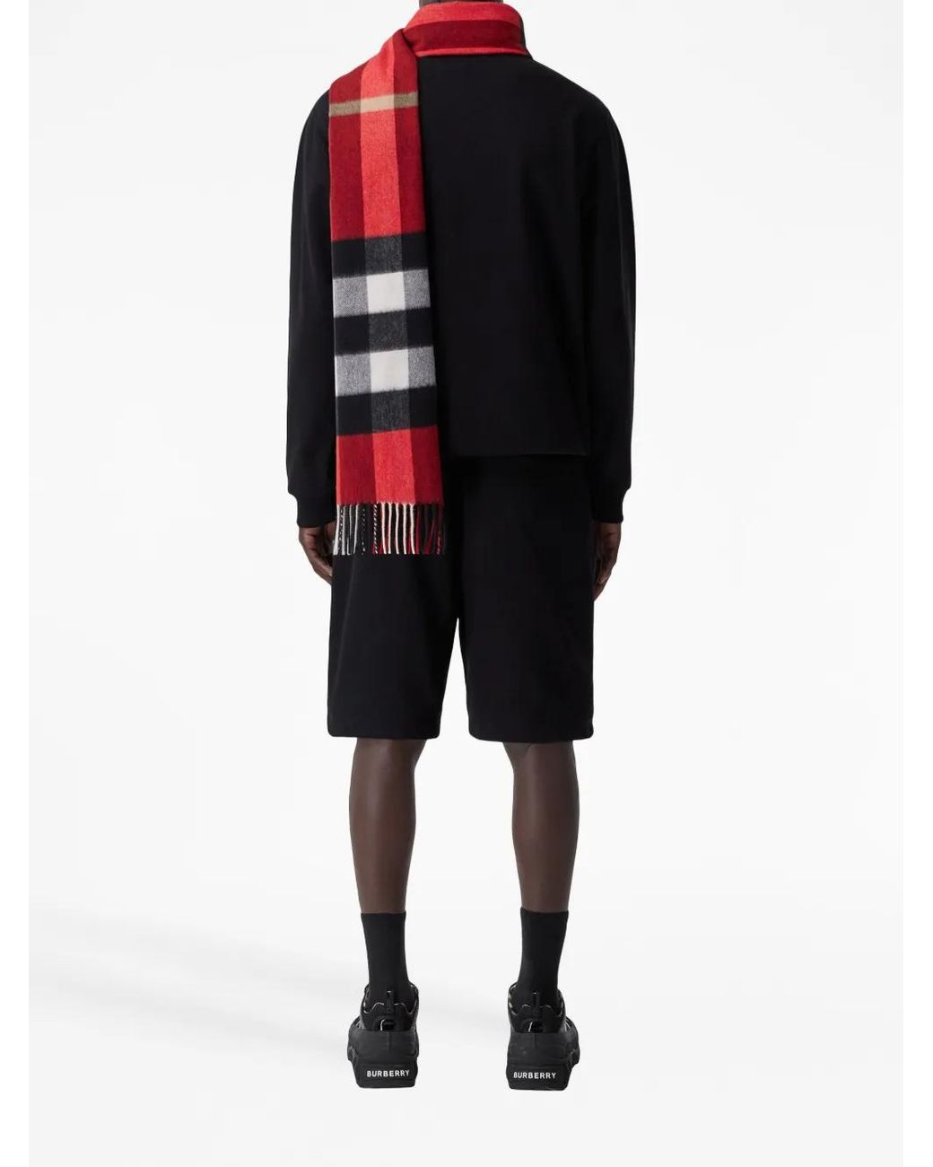 Burberry Red The Classic Check-Pattern Fringed-Trim Scarf