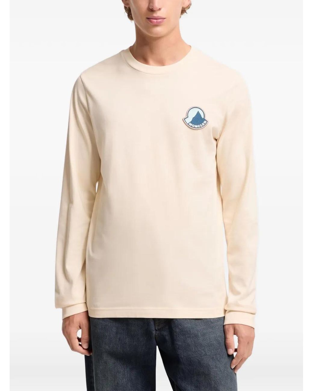 Moncler Natural Logo-Patch Long-Sleeve T-Shirt for men