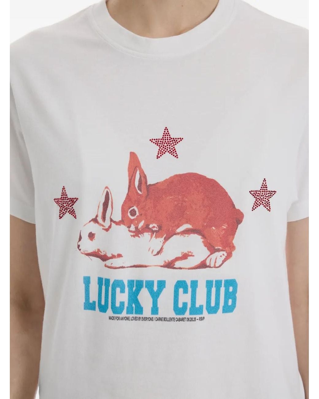 Carne Bollente White T-Shirt Lucky Club À Imprimé Graphique
