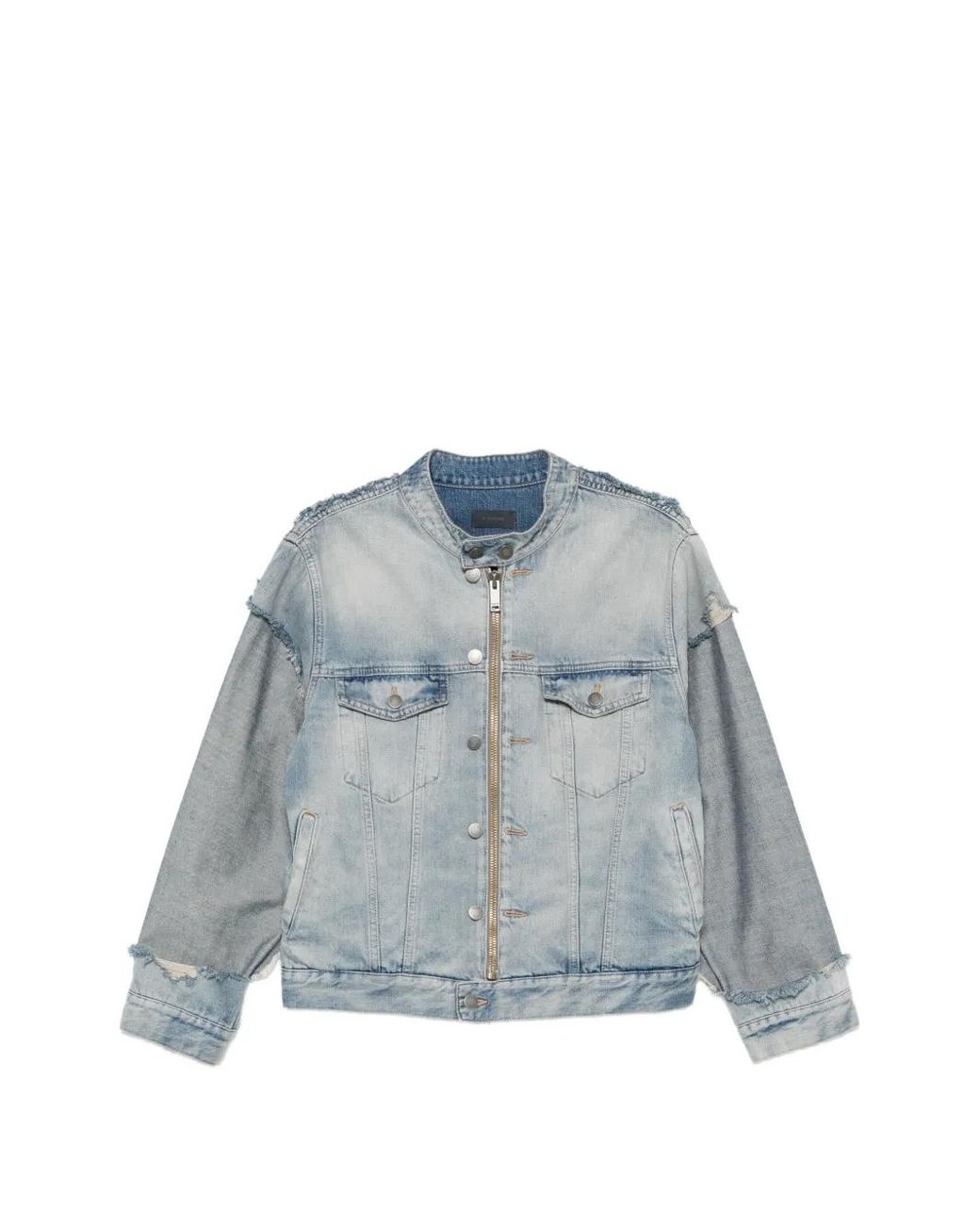 Haikure Blue Distressed Panelled Denim Jacket for men