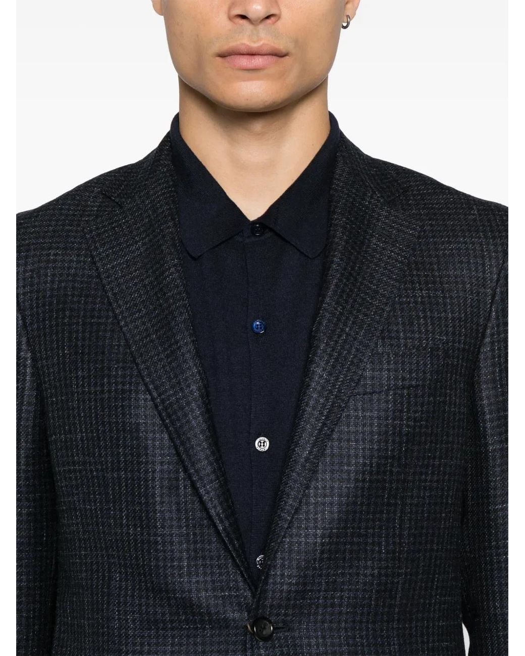 Canali Blue Houndstooth-Pattern Blazer for men