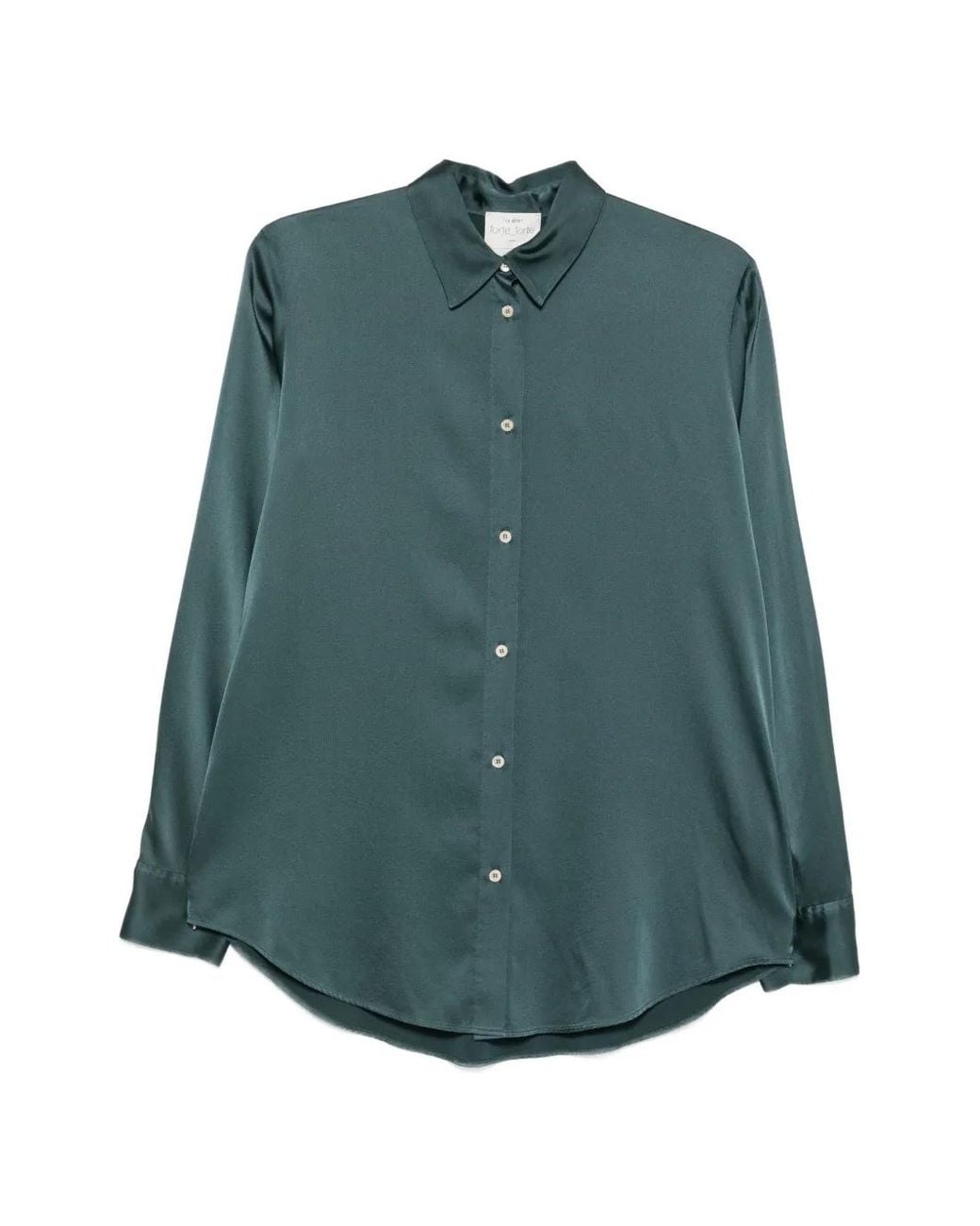 Forte_forte Green Satin-Finish Long-Sleeve Shirt