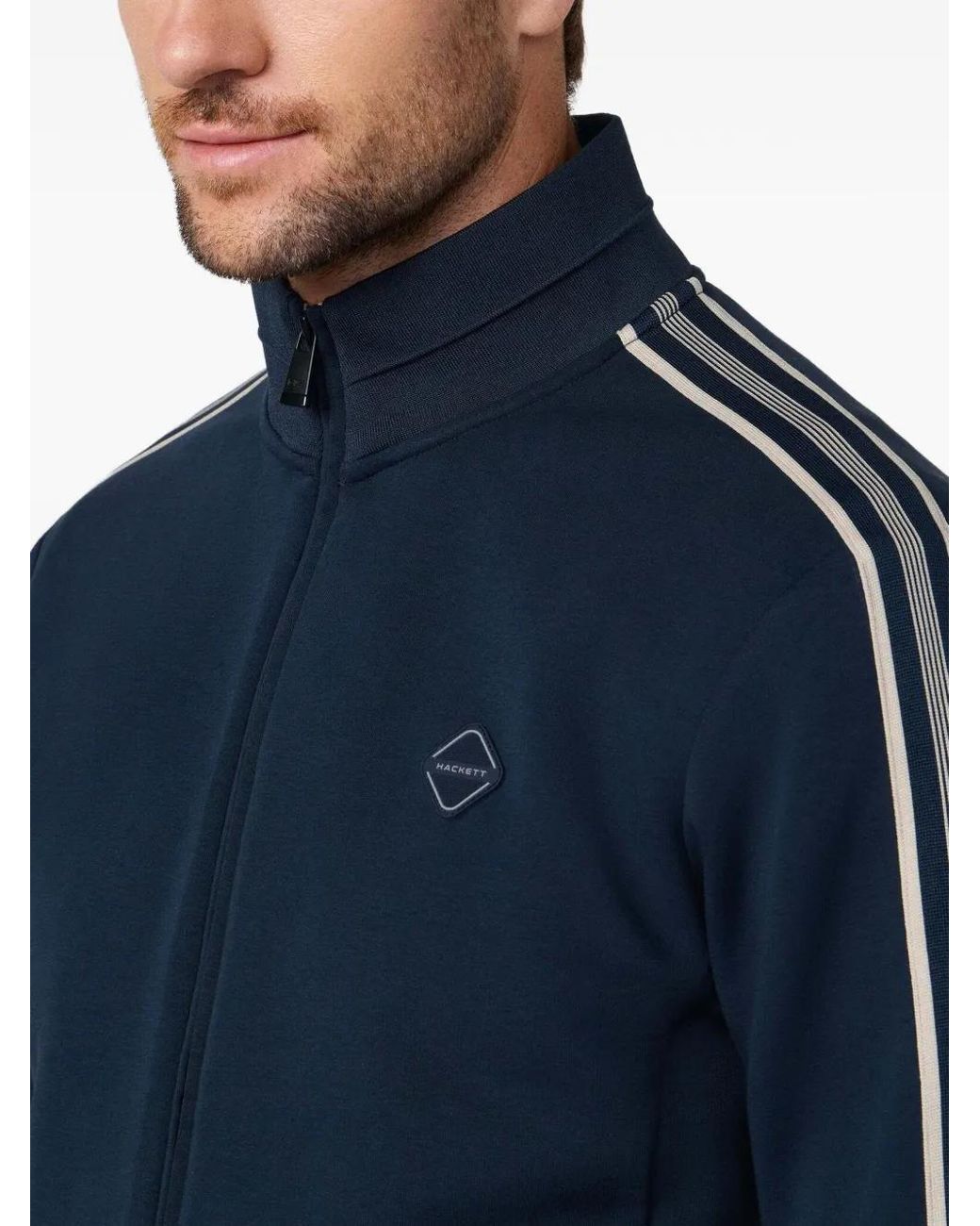 Hackett Blue Tape-Detail Zip-Up Sweatshirt for men