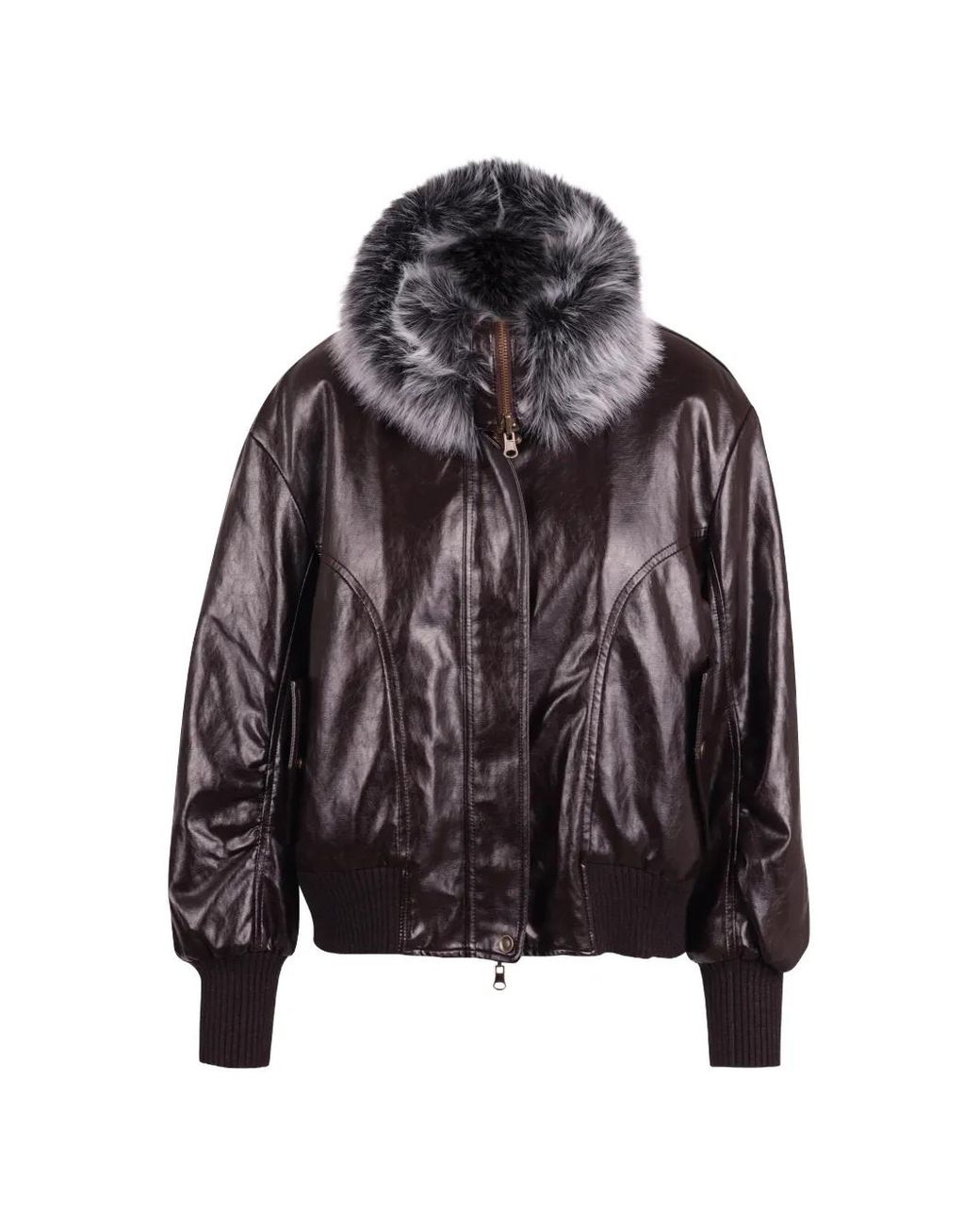 S.W.O.R.D Black Faux-Fur Trim Bomber Jacket