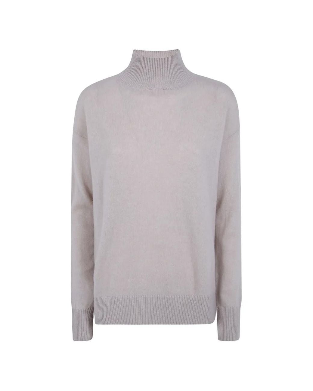 Rossopuro Gray High-Neck Cashmere Sweater