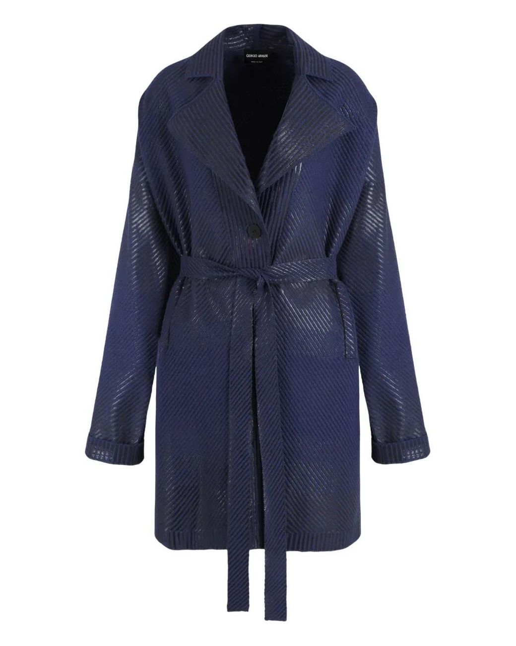 Giorgio Armani Blue Belted Coat